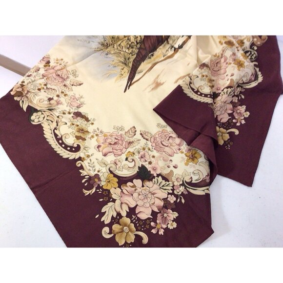 Polo Ralph Lauren Silk Scarf Fall Pheasant Florals - Picture 8 of 8